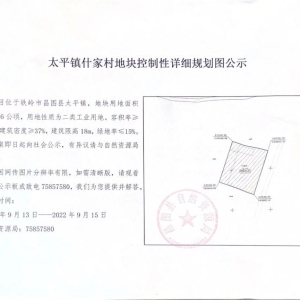 太平镇什家村地块控制性详细规划图公示